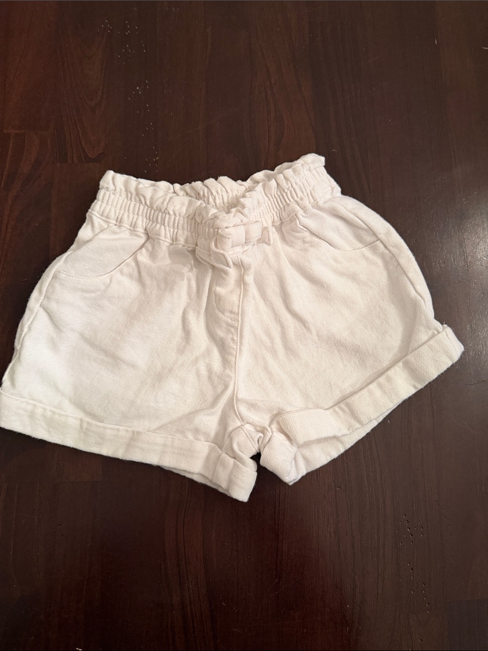Janie and Jack Toddler Casual Drawstring Paperbag Waist Shorts in soft white